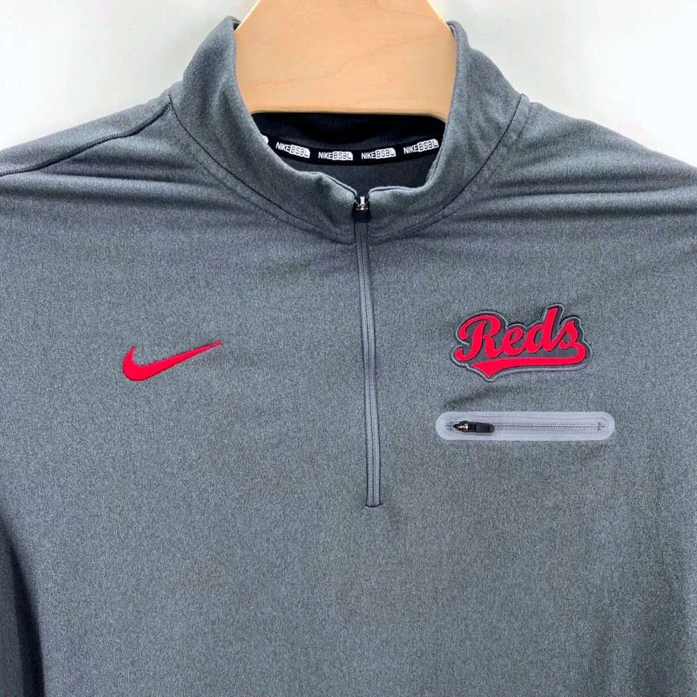 Nike Cincinnati Reds 1/4 Zip Mens XXL Grey MLB Baseball Pullover Training Top